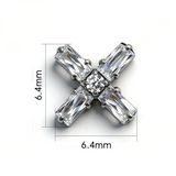 16G ASTM F136 Titanium Cross Rectangle CZ Labret Stud Internal Thread