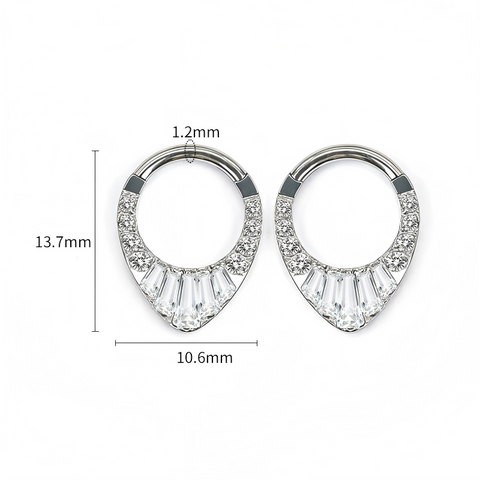 16G ASTM F136 Titanium CZ Tribe Septum Clicker Daith Ring