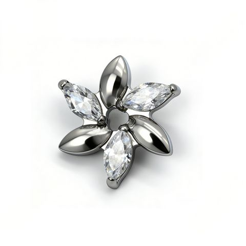 16G ASTM F136 Titanium Marquise Fan Labret Stud Internal Thread