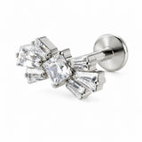 16G ASTM F136 Titanium Square CZ with 6 Rectangle CZ 0434