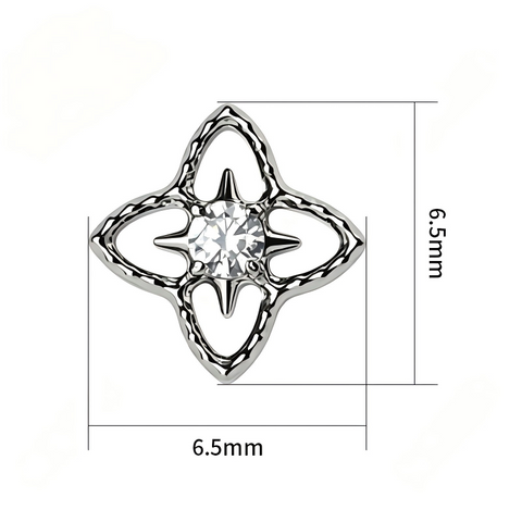 16G ASTM F136 Titanium Star with CZ Labret Stud Internal Thread