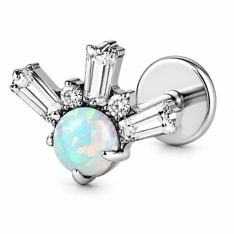 16G ASTM F136 Titanium Shunshine Labret Stud With Opal 0446