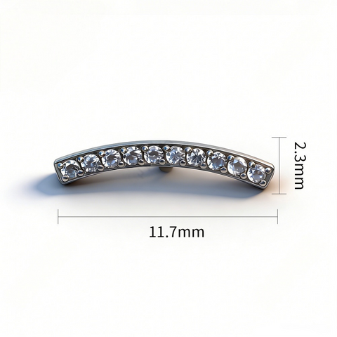 16G ASTM F136 Titanium Curved Bar with CZ Labret Stud Internal Thread