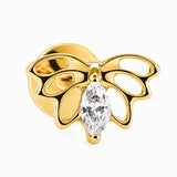 16G ASTM F136 Titanium Butterfly Labret Stud With Marquise CZ 0447