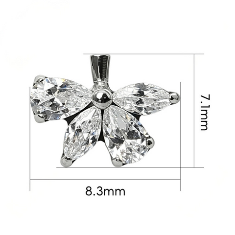 16G ASTM F136 Titanium Maple Leaf Marquise Waterdrop CZ Labret Stud Internal Thread