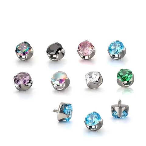 16G ASTM F136 Titanium Prong CZ Labret Stud Earring