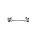 14G ASTM F136 Titanium Prong Setting Heart Round Square Shape Nipple Ring Barbell