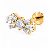 16G ASTM F136 Titanium Square CZ with 6 Rectangle CZ 0434