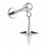 16G ASTM F136 Titanium Pendant Star Labret Stud 0443