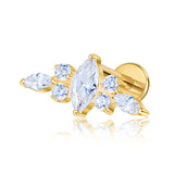 16G ASTM F136 Titanium Wing with 3 Marquise CZ Labret Stud Earring