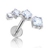 16G ASTM F136 Titanium 4 Square CZ Labret Stud Earring