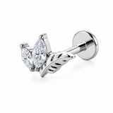 16G ASTM F136 Titanium Leaf with 2 Marquise CZ Labret Stud 0439