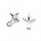 16G ASTM F136 Titanium 4 Point Star Labret Stud Earring