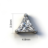 16G ASTM F136 Titanium Triangle CZ Labret Stud Internal Thread