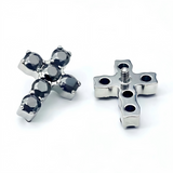 16G ASTM F136 Titanium Cross Round CZ Labret Stud Earring