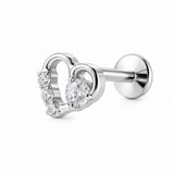 16G ASTM F136 Titanium Heart Shape Labret Stud 0436