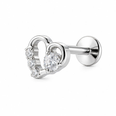 16G ASTM F136 Titanium Heart Shape Labret Stud 0436