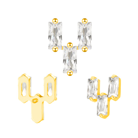 16G ASTM F136 Titanium Cactus Cartilage Helix Labret Stud Earring 2027