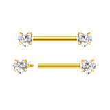 14G ASTM F136 Titanium Heart Shape Nipple Ring Barbell