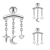 16G ASTM F136 Titanium Hidden Helix Labret Stud Earring with Chains