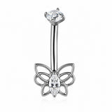14G ASTM F136 Titanium Winding Line Butterfly Belly Button Ring 0025
