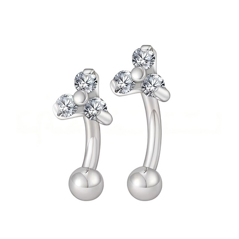 16G ASTM F136 Titanium Triangle CZ Rook Curved Barbell Labret Stud Earring