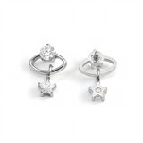 16G ASTM F136 Titanium Star Planet Pendent Dangle Earring Stud