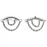 16G ASTM F136 Titanium Curved Bar with Single Double Chain Labret Stud Earring
