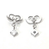 16G ASTM F136 Titanium Heart Wing Pendant Dangle Labret Stud Earring