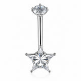 14G ASTM F136 Titanium Prong Setting Star CZ Belly Button Ring 0077
