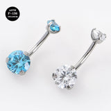 14G ASTM F136 High Polished Titanium Belly Button Rings with CZ Gem