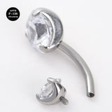 14G 12mm 10mm ASTM F136 High Polished Titanium Belly Button Rings with CZ Gem