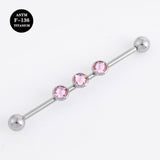 14G ASTM F136 Titanio Industrial Piercing Barbell Colore CZ