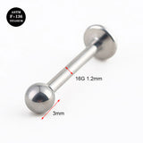16G ASTM F136 High Polished Titanium Labret with Ball