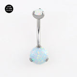 14G ASTM F136 High Polished Titanium Opal Belly Button Rings