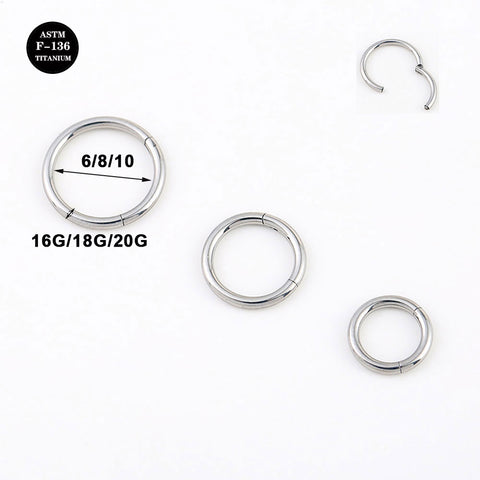 16G 18G 20G ASTM F136 Titanium High Polished Clicker Segment Ring