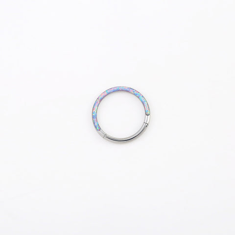 Purple Opal Septum Piercing Clicker Ring