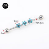 14G Implant Grade Titanium ASTM F136 Industrial Barbell With Opal CZ Flower