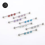 14G Implant Grade Titanium ASTM F136 Industrial Barbell With Opal CZ Flower