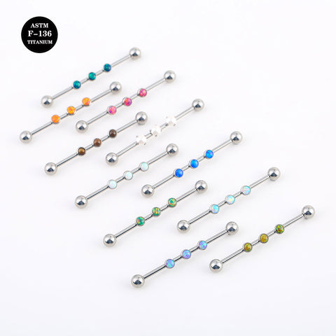 14G Implant Grade Titanium ASTM F136 Industrial Barbell With Opal Ball