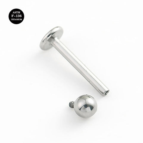 16G ASTM F136 High Polished Titanium Labret with Ball