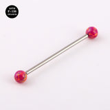 14G ASTM F136 Titanium Straight Barbell With Opal Ball