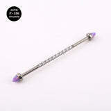 14G ASTM F136 Titanium Straight Barbell With Bullet Opal