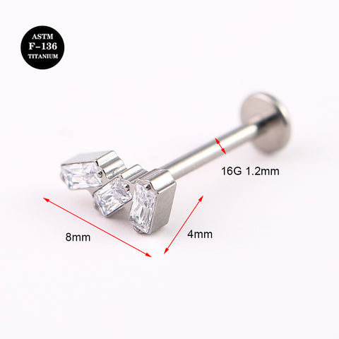 16G ASTM F136 Titanium Crystal Labret Piercing
