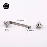 14G ASTM F136 Titanio Surface Barbell Dermal Piercing Con Prong CZ
