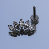 16G ASTM F136 Titanium Internal Thread Labret Stud Piercing Five Leaf