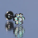 16G 18G ASTM F136 Titanium Threadless Labret Flower CZ Opal