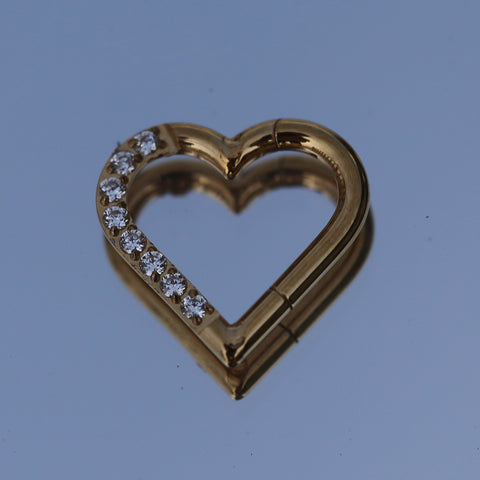 16G ASTM F136 Titanium Hinged Segment Ring Clicker Heart Shape