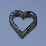 16G ASTM F136 Titanium Hinged Segment Ring Clicker Heart Shape