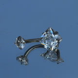 14G ASTM F136 Titanium Square CZ Belly Button Ring